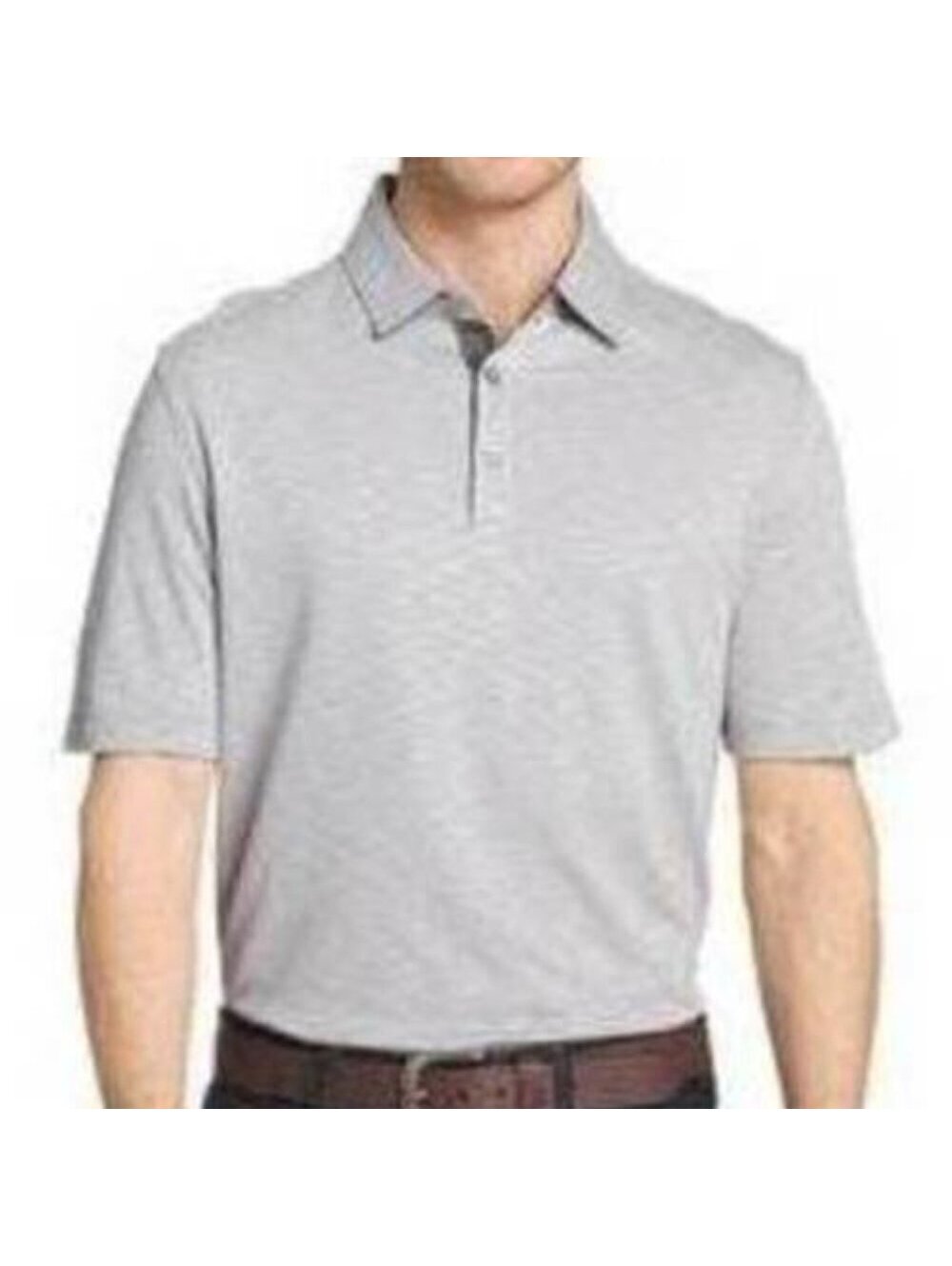 Van Heusen Polo S Mens Gray Short Sleeve 3 Button Placket Stretch